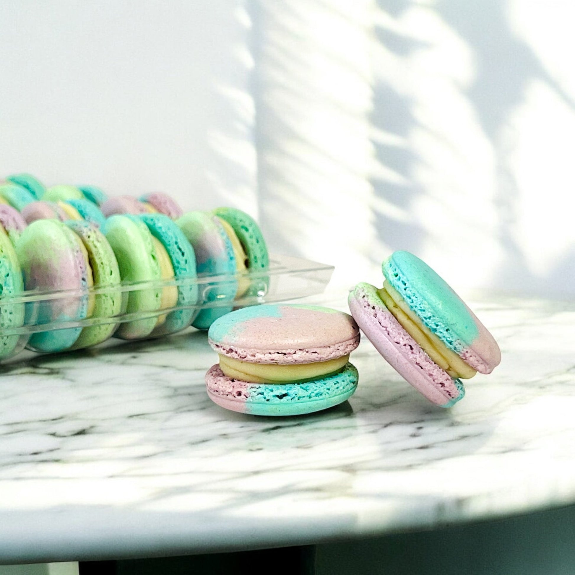 50 Pack Rose Raspberry French Macarons - Macaron Centrale