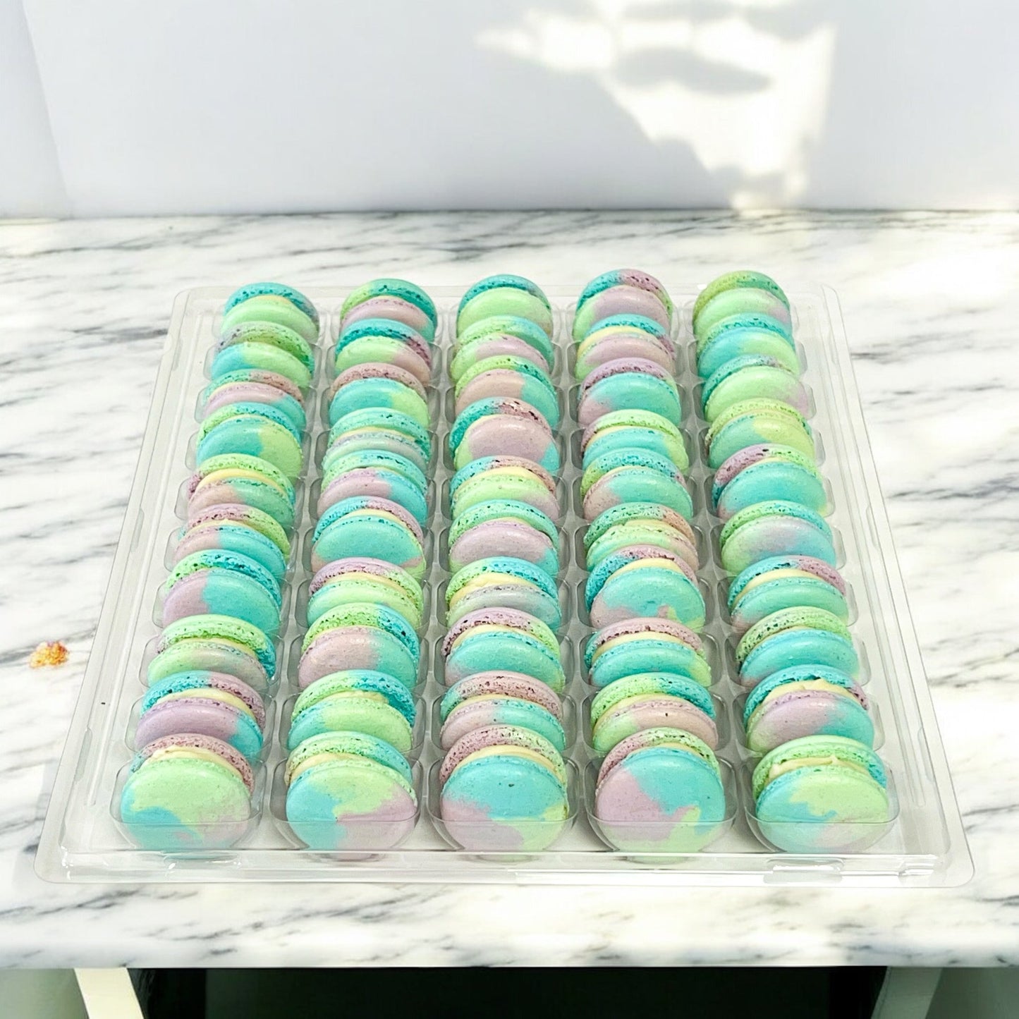 50 Pack Rose Raspberry French Macarons - Macaron Centrale