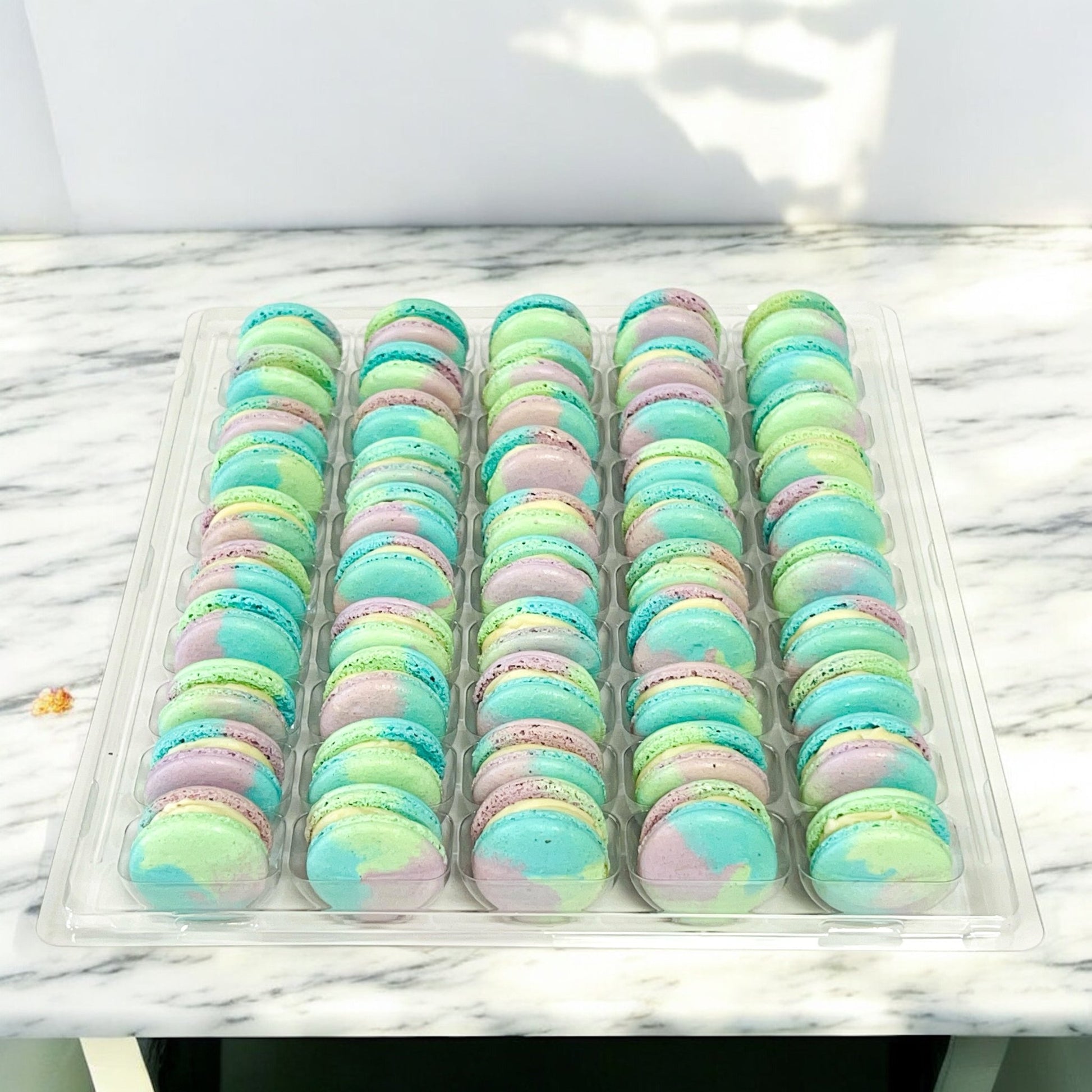 50 Pack Rose Raspberry French Macarons - Macaron Centrale