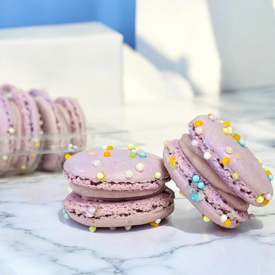 50 Pack Taro Cloud Puff French Macarons Value Pack - Macaron Centrale