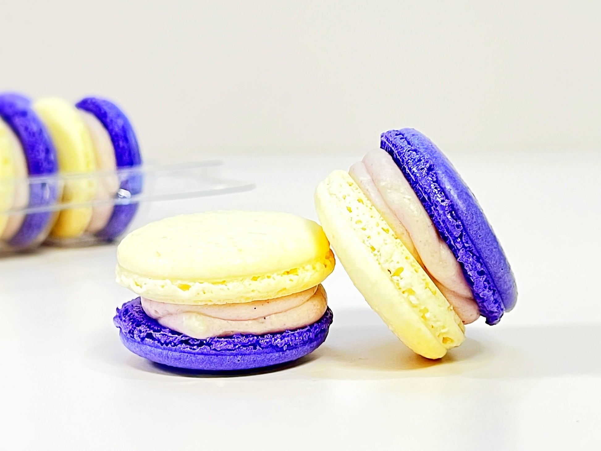50 Pack Taro White Chocolate Ganache Macarons Value Pack - Macaron Centrale