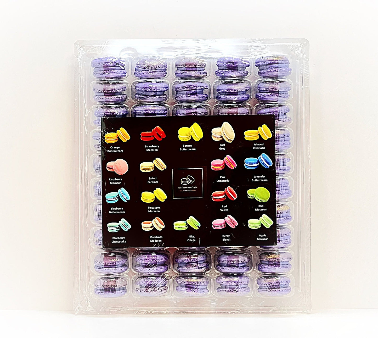 50 Pack The Neptune ( Blueberry Pudding Buttercream) | French Macaron Value Pack - Macaron Centrale