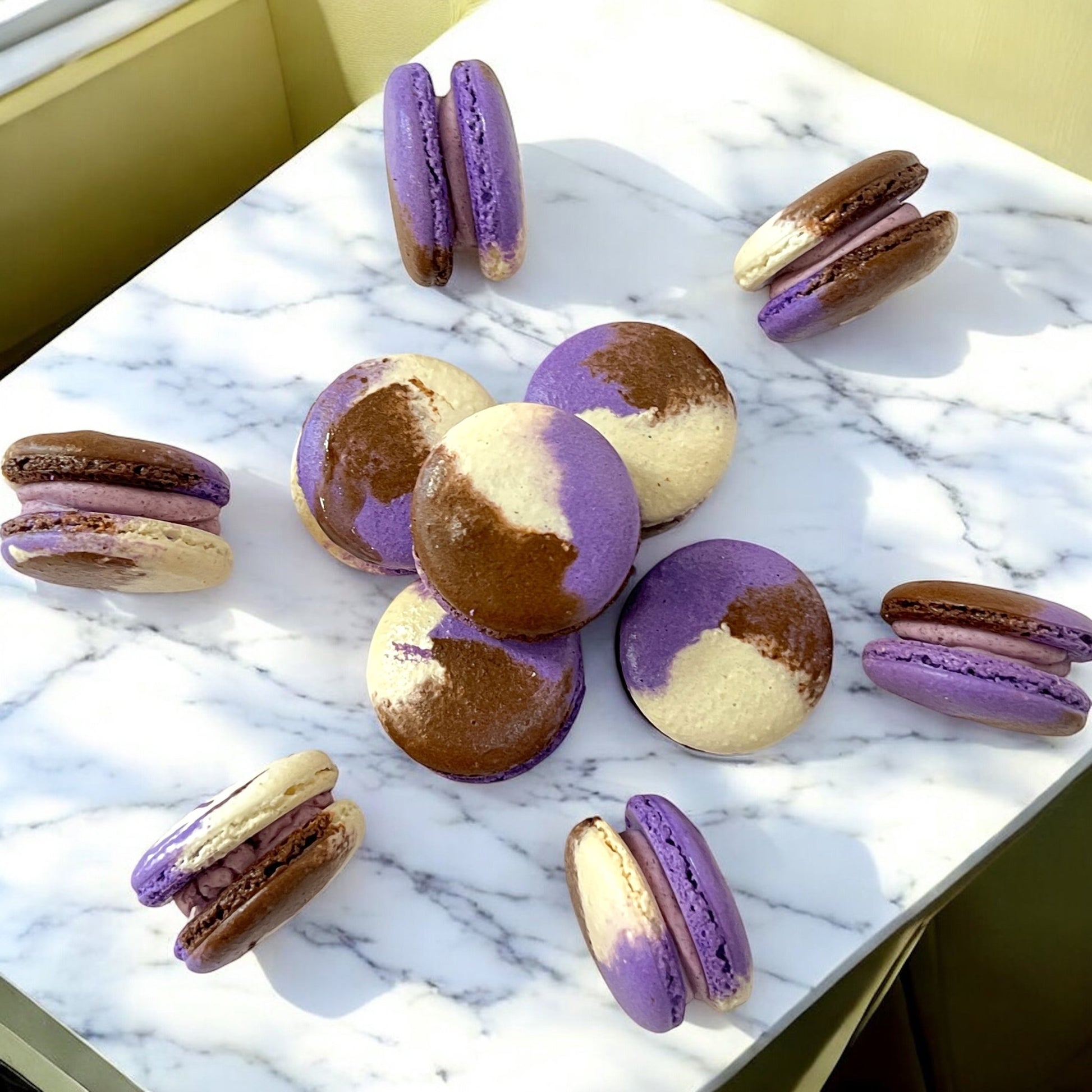 50 Pack Ube Coconut French Macaron Value Pack - Macaron Centrale