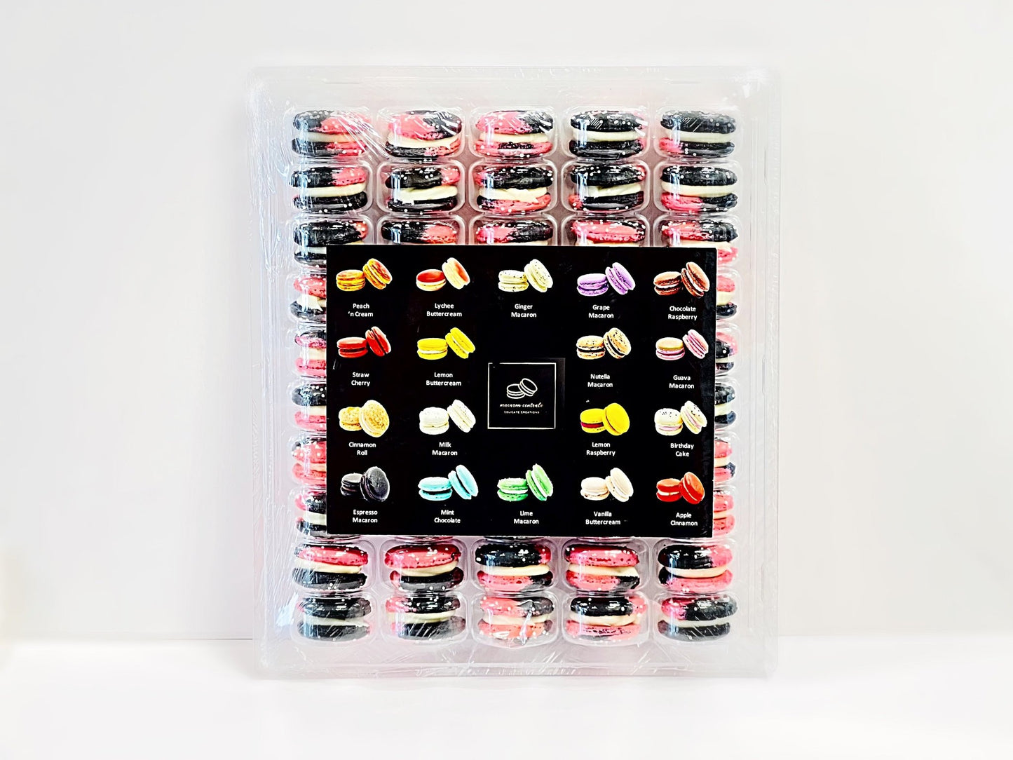 50 Pack Vanilla Raspberry Custard French Macarons - Macaron Centrale