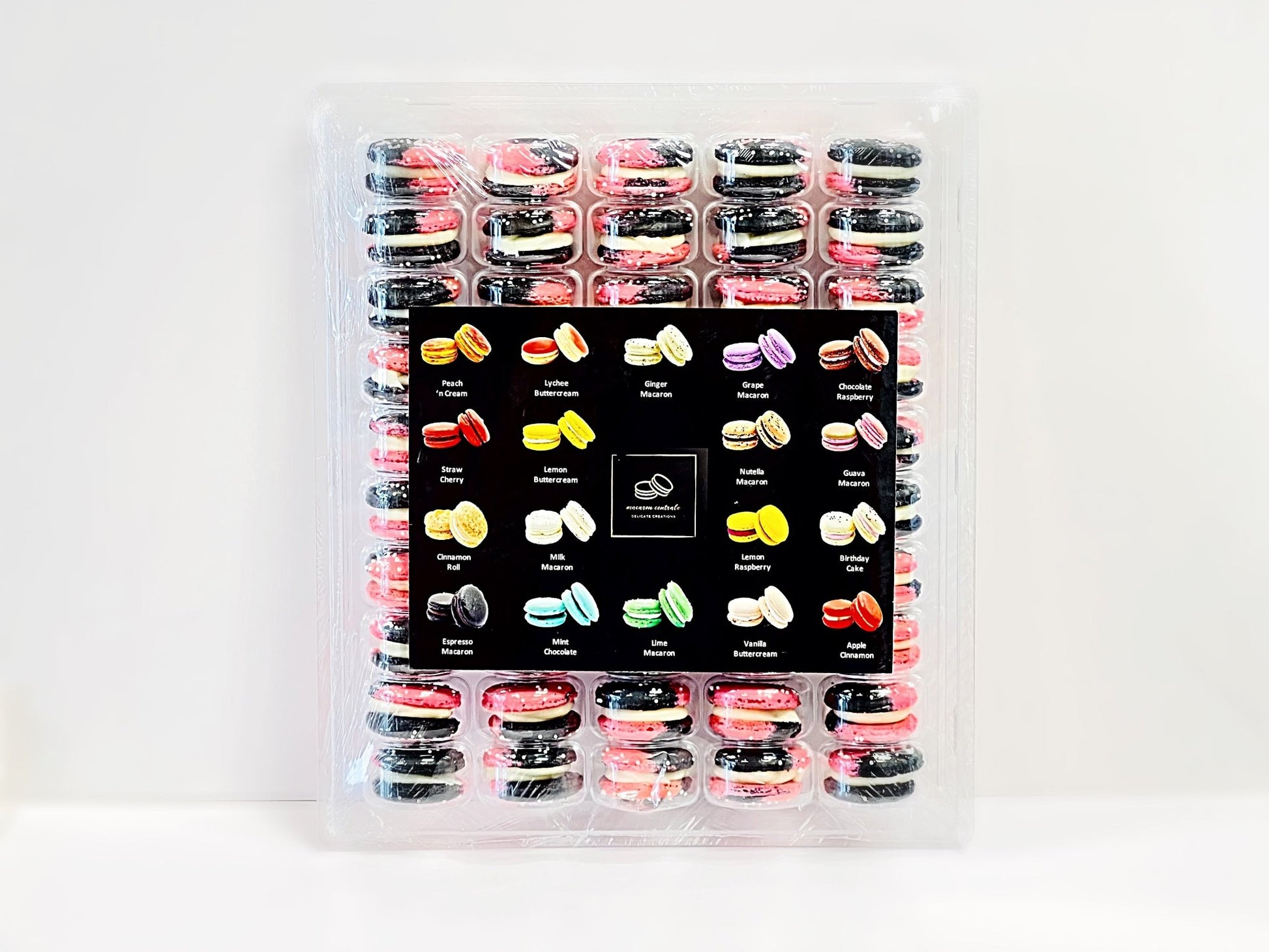 50 Pack Vanilla Raspberry Custard French Macarons - Macaron Centrale