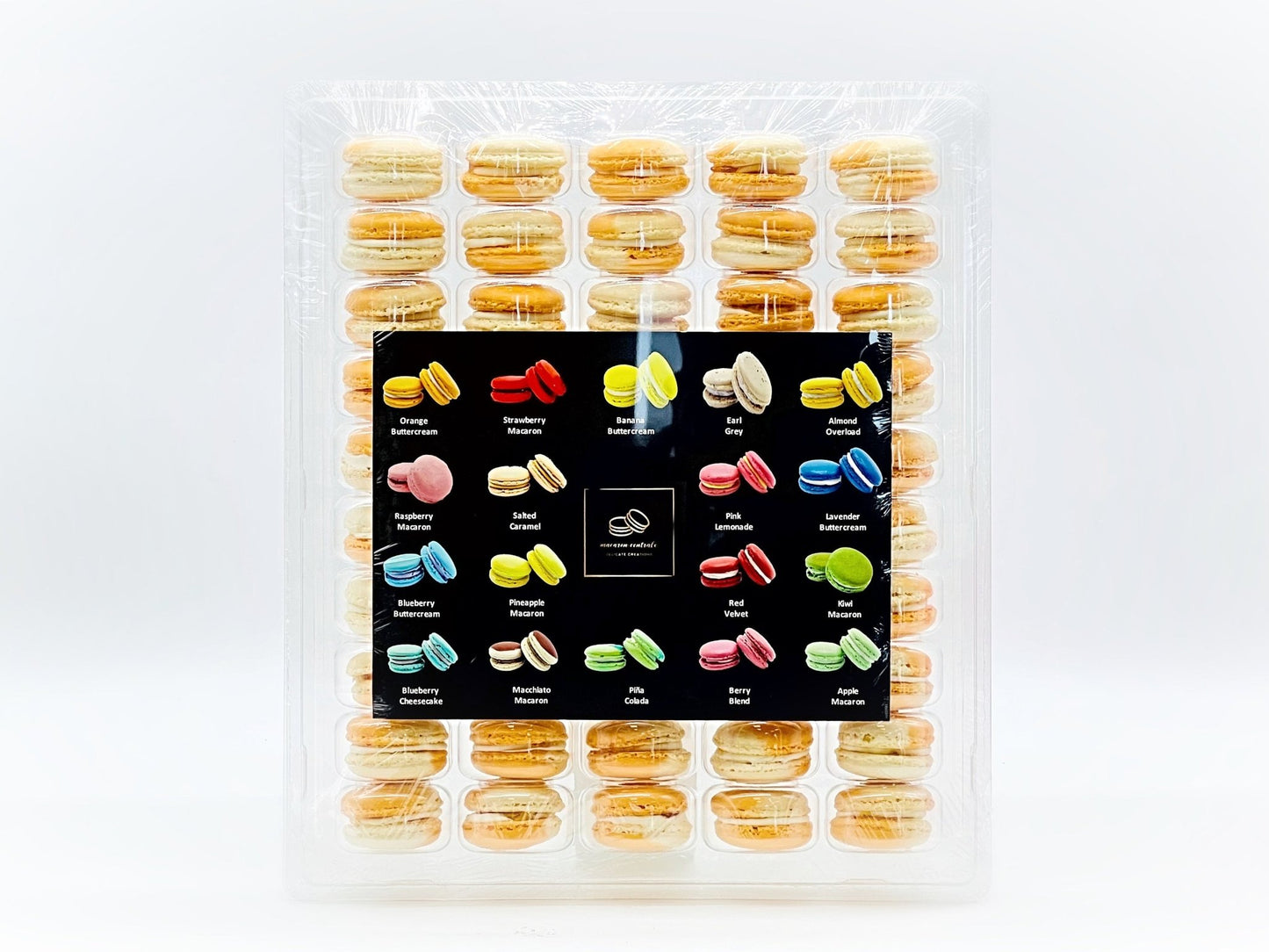 50 Pack White Chocolate Apricot French Macaron Value Pack - Macaron Centrale