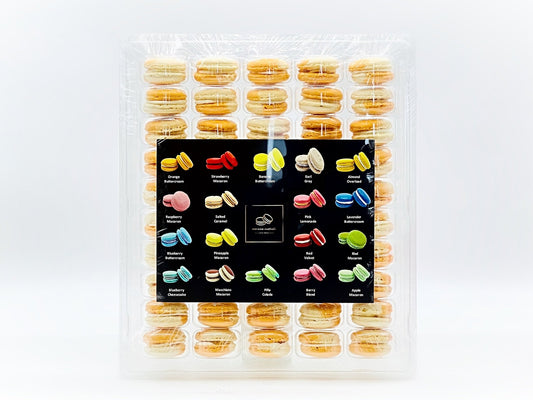50 Pack White Chocolate Apricot French Macaron Value Pack - Macaron Centrale