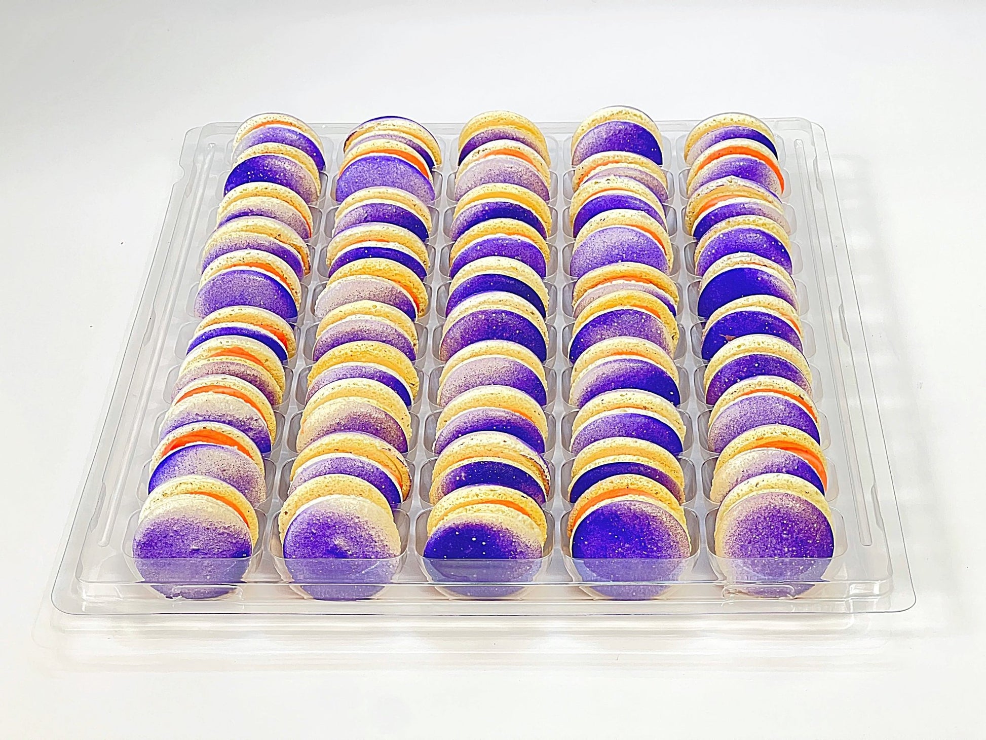 50 Pack Zesty Orange Grape French Macaron Value Pack - Macaron Centrale