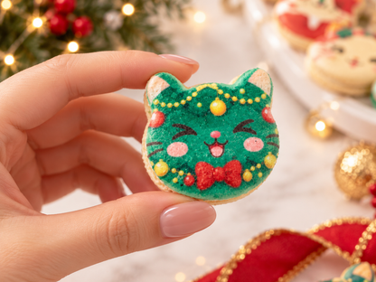 Meowgical Christmas Macarons | Cute Festive Cat-Shaped French Macaron Gift Box
