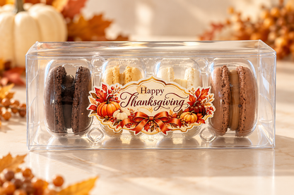 Thanksgiving Macaron Gift Box | 4 French Macarons | Fall Party Favors | Friendsgiving Gifts | Autumn Dessert Favors | Thanksgiving Treats