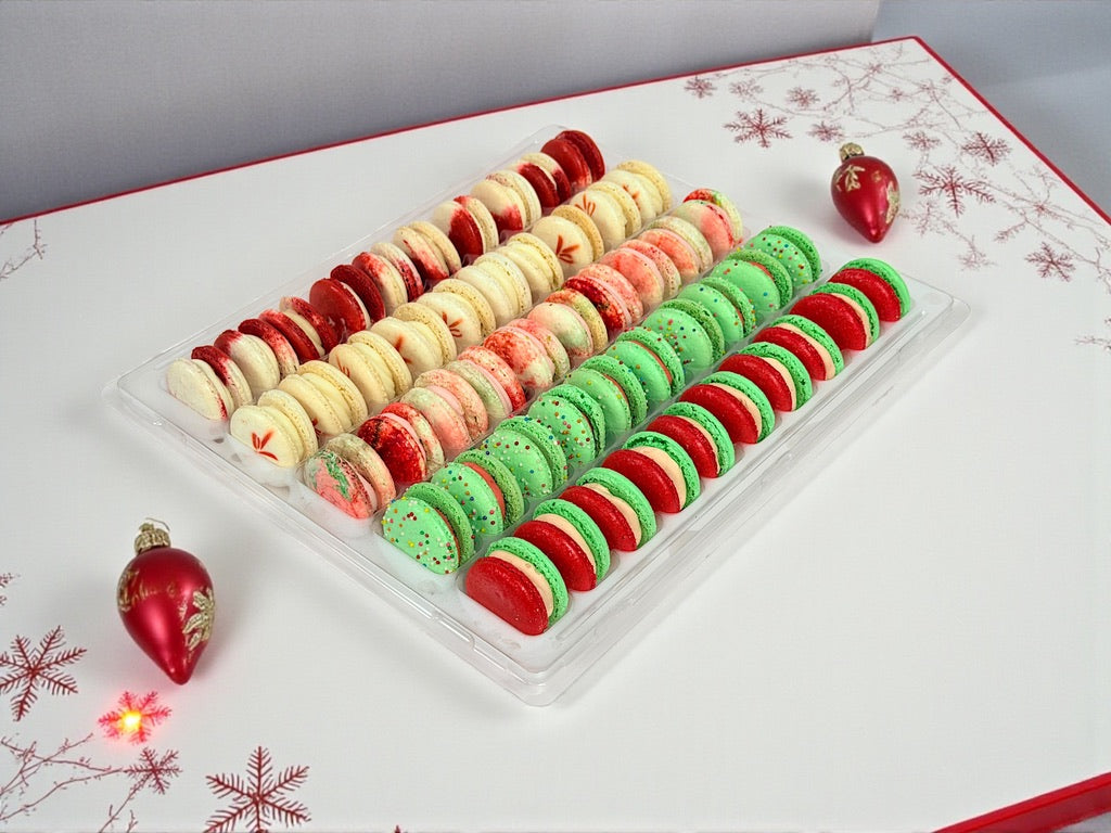 🎄 Christmas Variety Pack – 50 Fresh French Macarons (10 of Each Flavor)