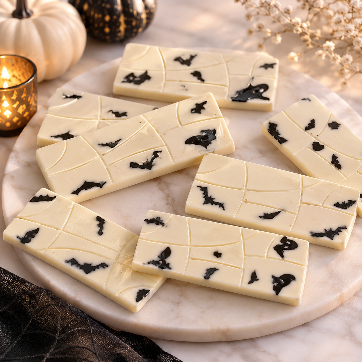 Happy Halloween Chocolate Bar, Ghost Bat Party Favor, Halloween Candy Gift, Optional Orange or Black Ribbon