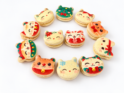 Meowgical Christmas Macarons | Cute Festive Cat-Shaped French Macaron Gift Box