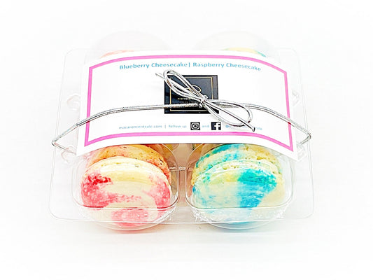 6 Blueberry Cheesecake & Raspberry Cheesecake Macarons Value Pack - Macaron Centrale