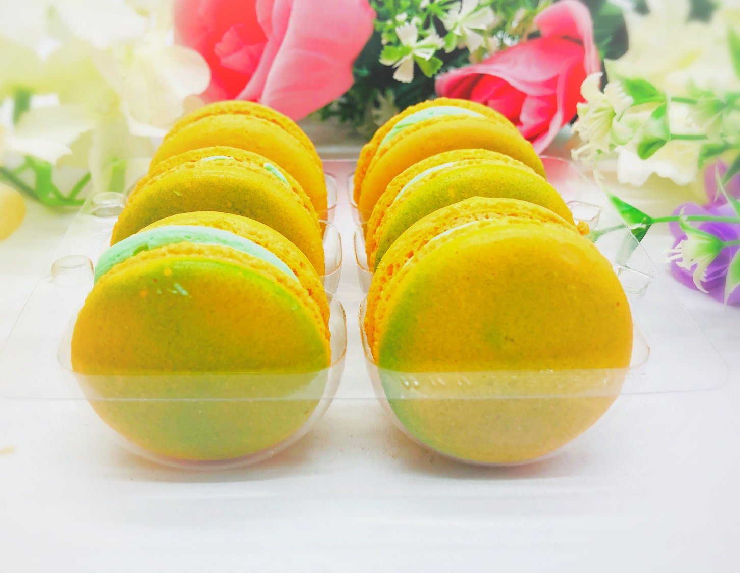 6 Pack Mango French Macarons | Perfect for your next celebratory events. - Macaron Centrale