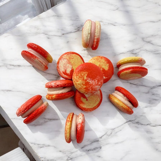 6 Pack Raspberry Milk Caramel French Macarons - Macaron Centrale
