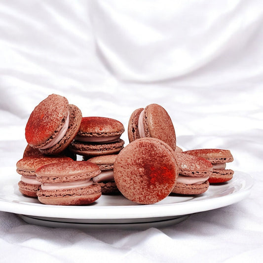 6 Red Plum French Macarons - Macaron Centrale