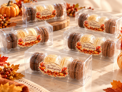 Thanksgiving Macaron Gift Box | 4 French Macarons | Fall Party Favors | Friendsgiving Gifts | Autumn Dessert Favors | Thanksgiving Treats