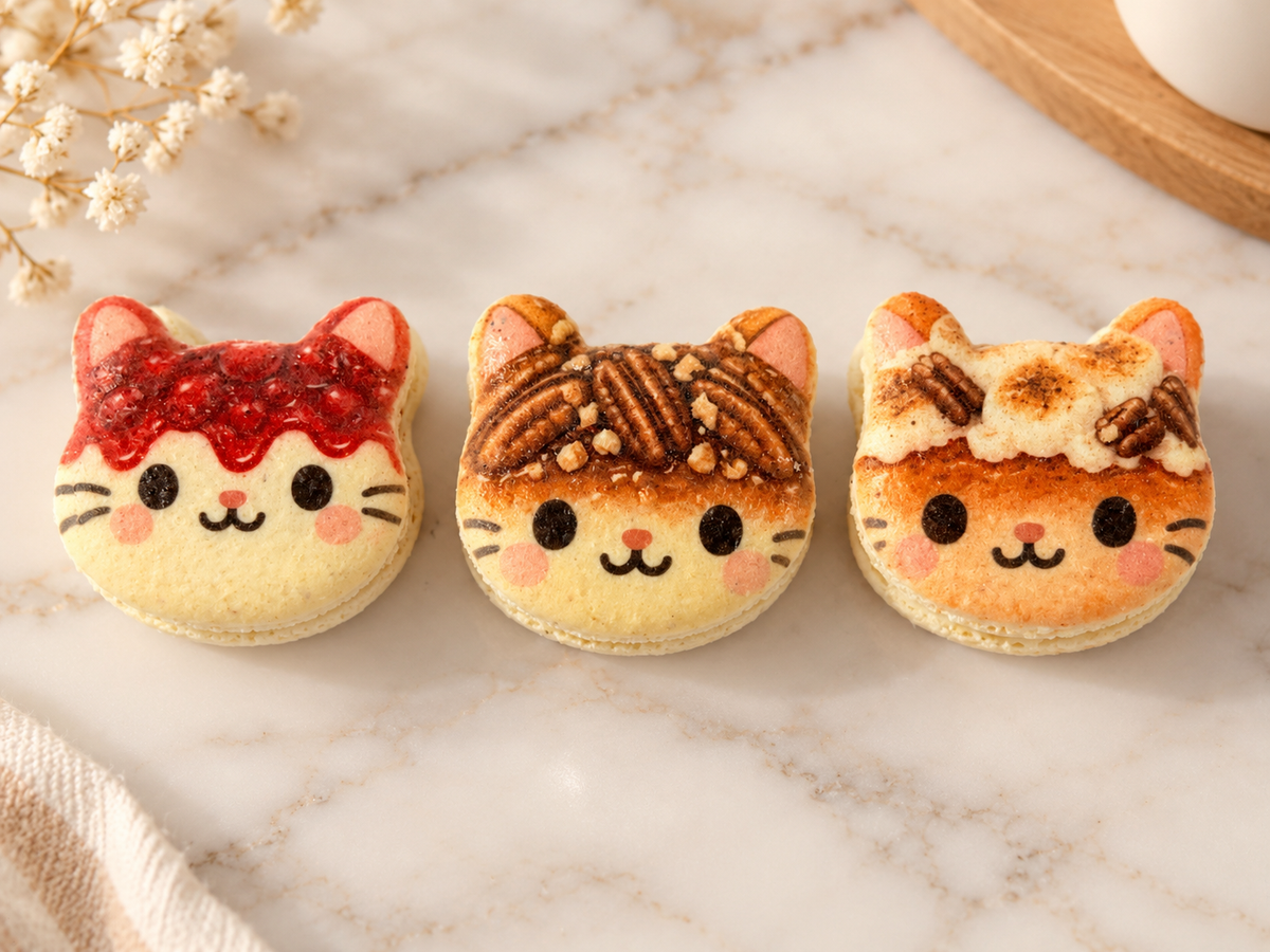 Purrfectly Thankful – Thanksgiving Kitty French Macarons