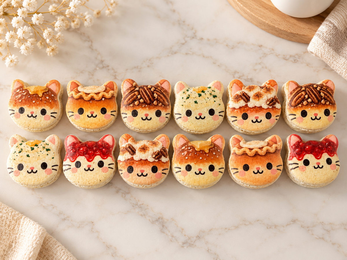 Purrfectly Thankful – Thanksgiving Kitty French Macarons