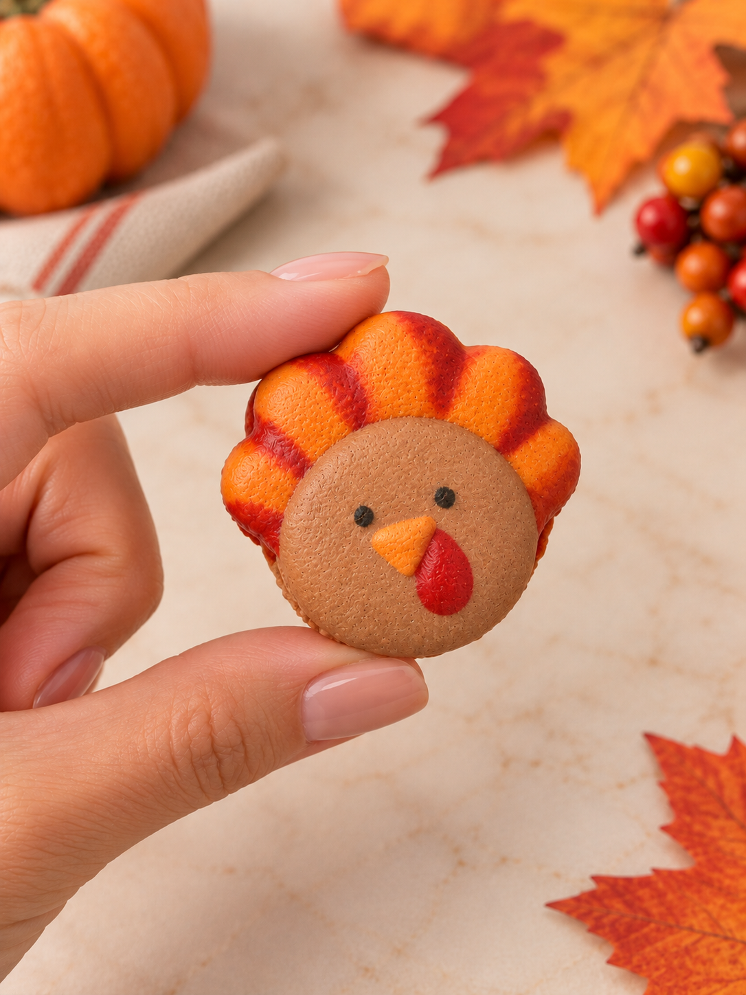 Thanksgiving Turkey Macarons | Cute Thanksgiving Desserts | Friendsgiving Treats | Fall Party Favors | Handmade French Macarons