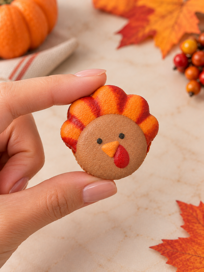 Thanksgiving Turkey Macarons | Cute Thanksgiving Desserts | Friendsgiving Treats | Fall Party Favors | Handmade French Macarons