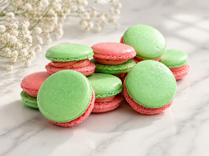 Strawberry Pistachio Macarons – 50 Pack