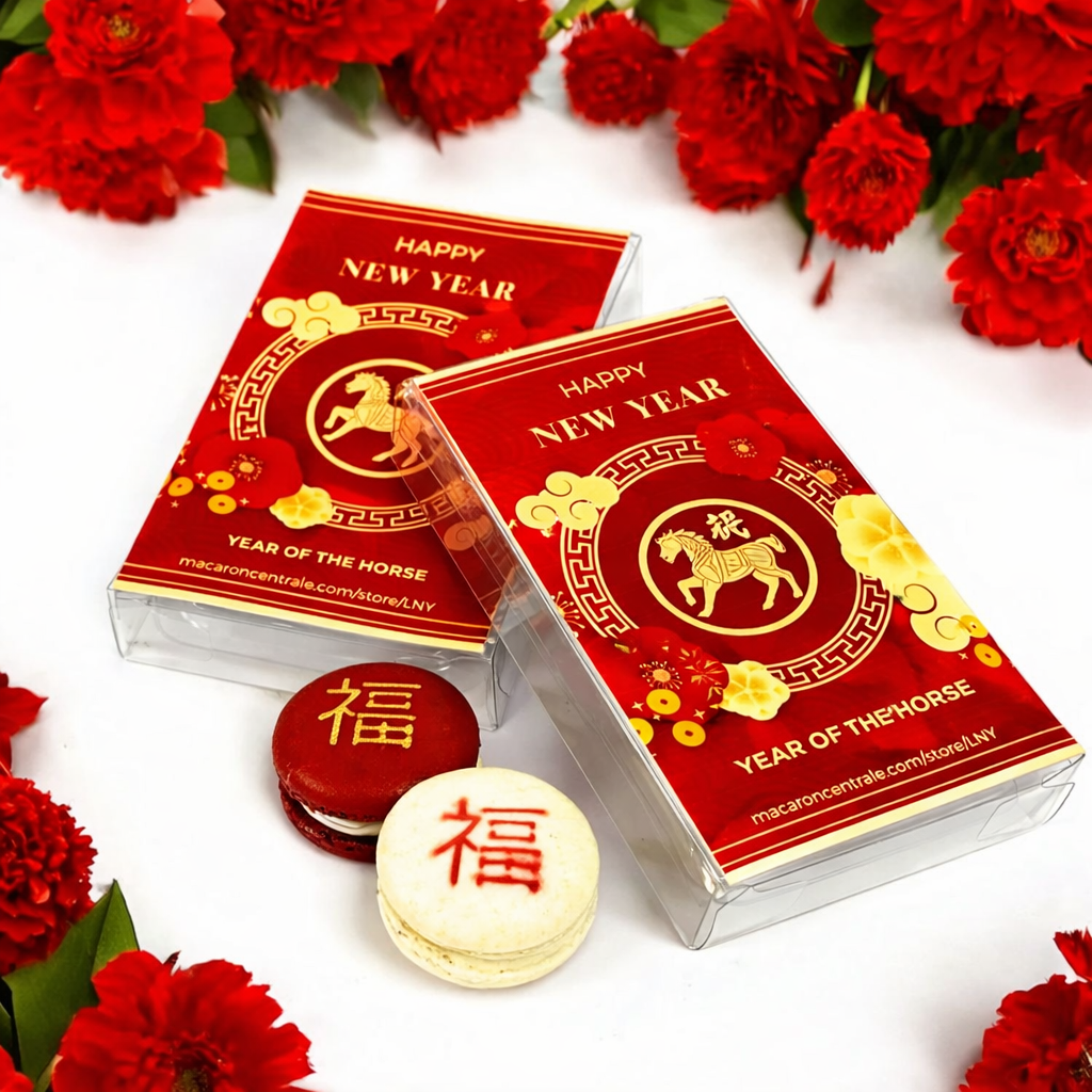 Lunar New Year Macaron Gift Box - 2 Pack (Customizable Symbols & Flavors)