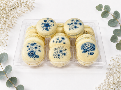Blue Flower French Macaron Set