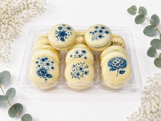 Blue Flower French Macaron Set