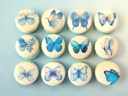 Blue Butterfly Bliss Macarons Packs of 6, 12, or 24