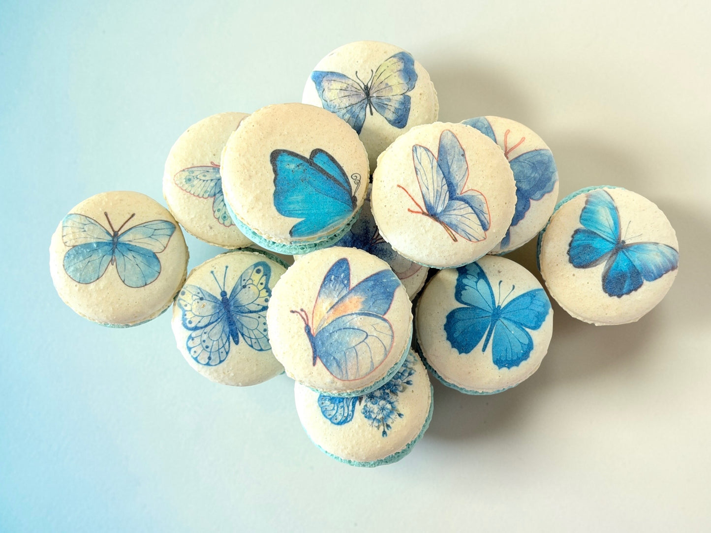Blue Butterfly Bliss Macarons Packs of 6, 12, or 24