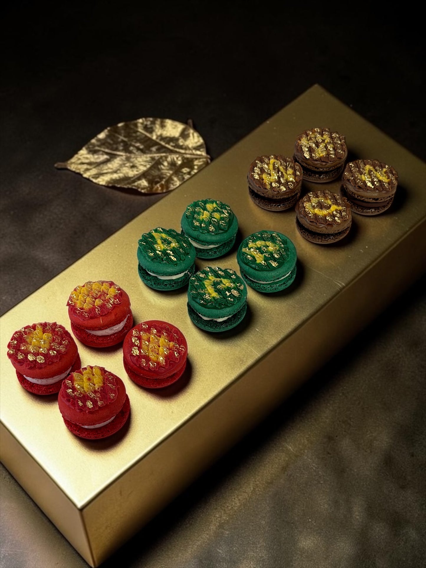 Gilded Dragon Scale French Macarons