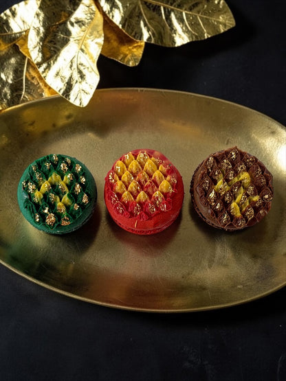 Gilded Dragon Scale French Macarons