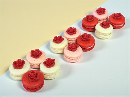 🌹 Crimson Rose Garden Macarons | Hand-Crafted Rose Charm Set