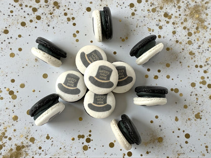 🎩 Happy New Year Top Hat Printed French Macarons