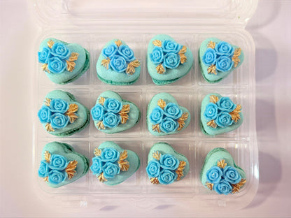 Vegan Rosette Heart French Macaron | Blue