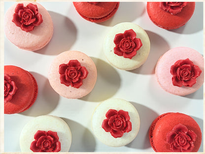 🌹 Crimson Rose Garden Macarons | Hand-Crafted Rose Charm Set