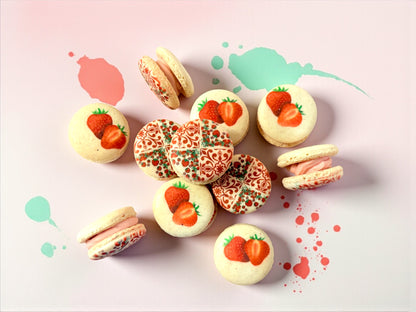 Strawberry Garden Delight French Macarons