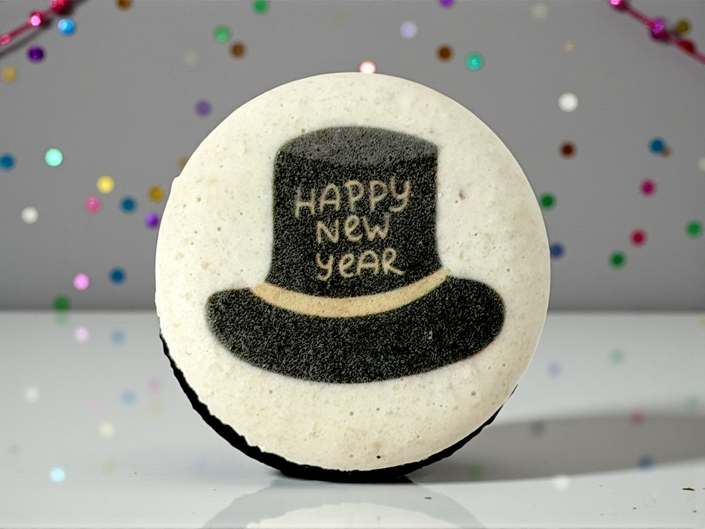🎩 Happy New Year Top Hat Printed French Macarons