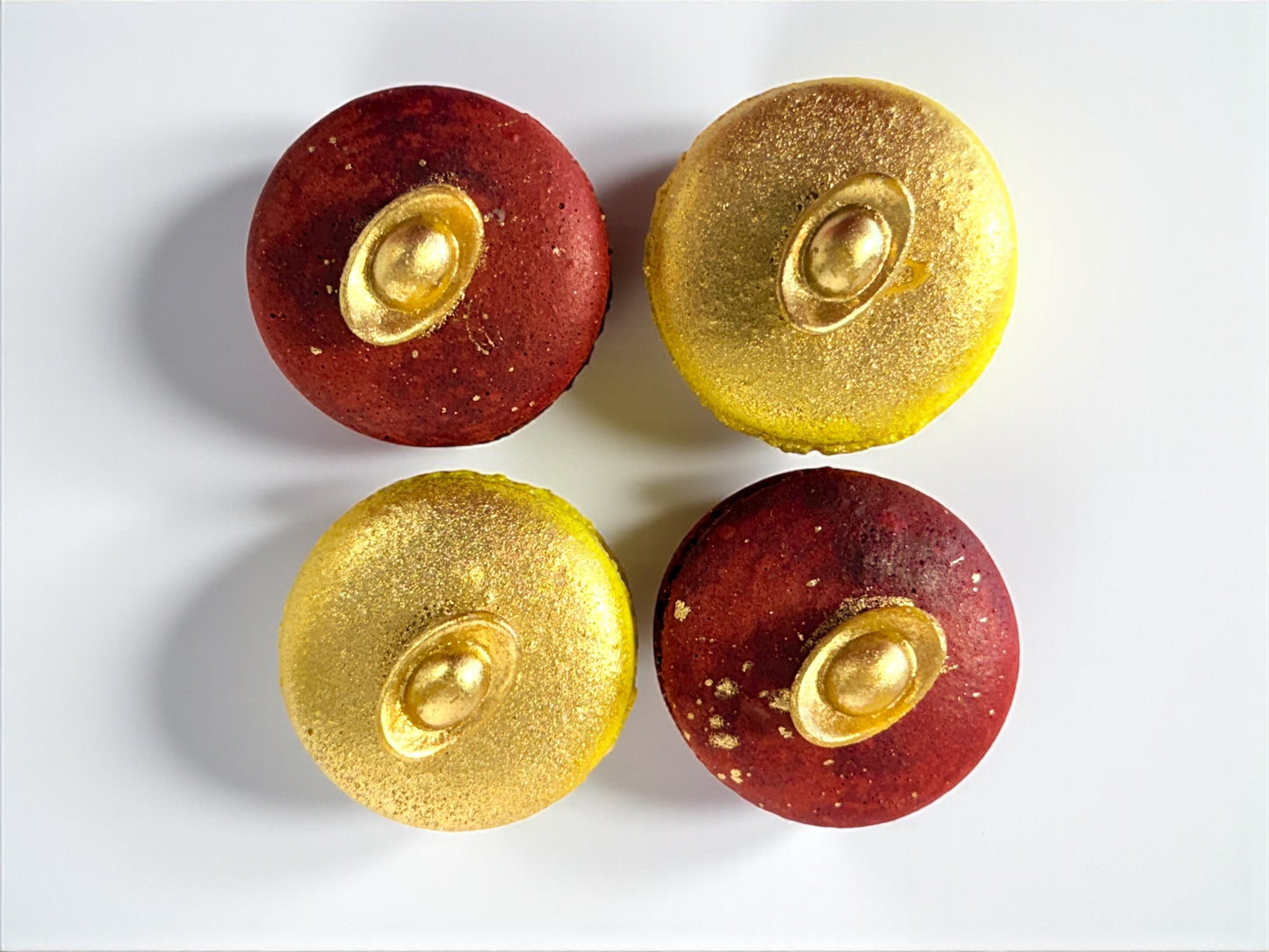 Harmony of Luck Macarons | Red & Gold Ingot Dessert Box for All Celebrations