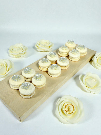 Silver Bloom Macarons | Hand-Crafted Rose Charm Set