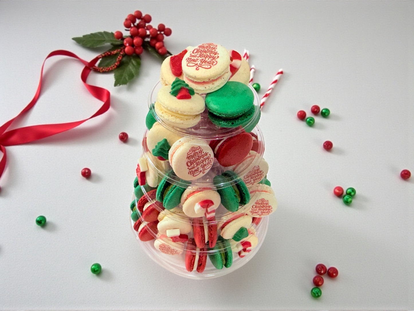 🎄 Holiday Delight Macaron Tower