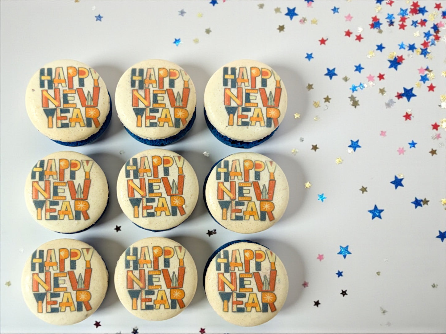 🎉 Happy New Year Printed French Macarons