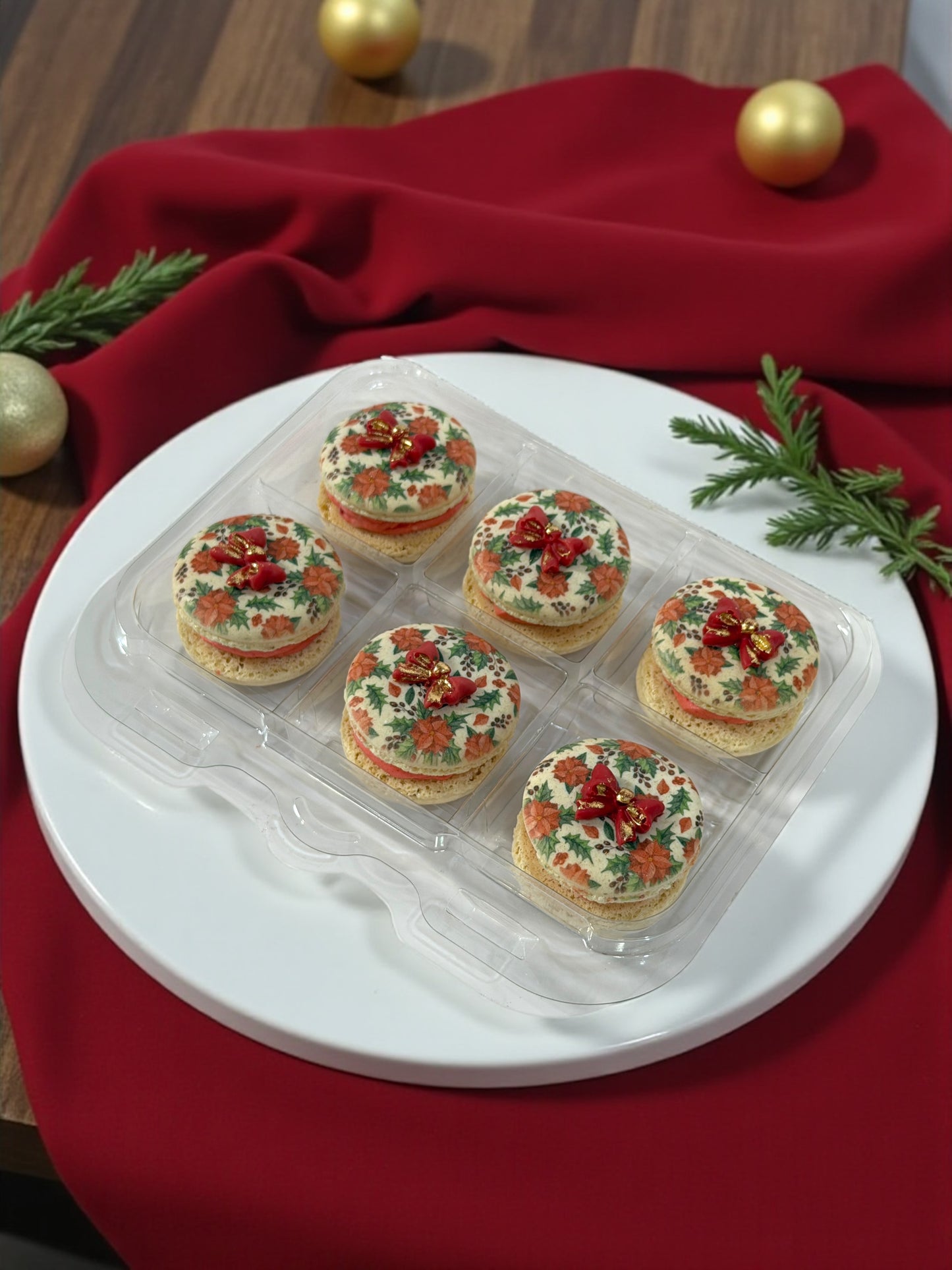 Crimson Bow Holiday Macarons | Season of Joy Collection