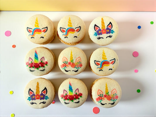 Unicorn Magic French Macarons | 6, 12 & 24 Pack | Whimsical Unicorn Prints | Choose Your Flavor