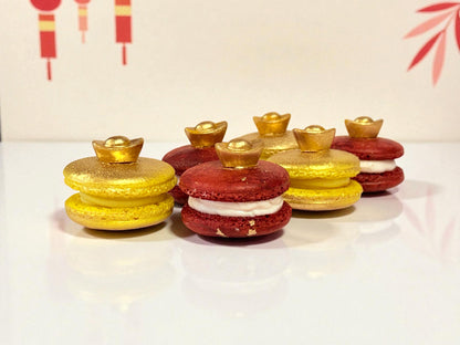 Harmony of Luck Macarons | Red & Gold Ingot Dessert Box for All Celebrations