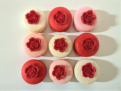 🌹 Crimson Rose Garden Macarons | Hand-Crafted Rose Charm Set