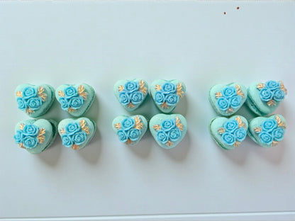 Vegan Rosette Heart French Macaron | Blue