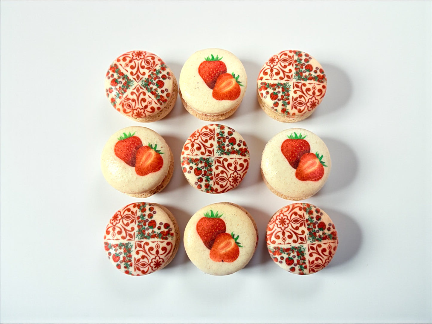 Strawberry Garden Delight French Macarons